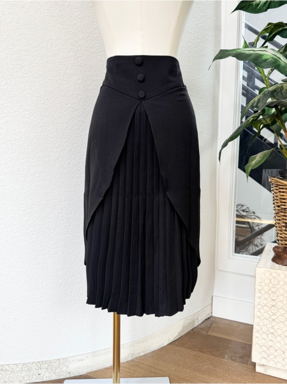 Rare Voodoo Vixen Retro 1940s Black Back Pleated Pinup Midi Skirt S Deadstock - Picture 2 of 7